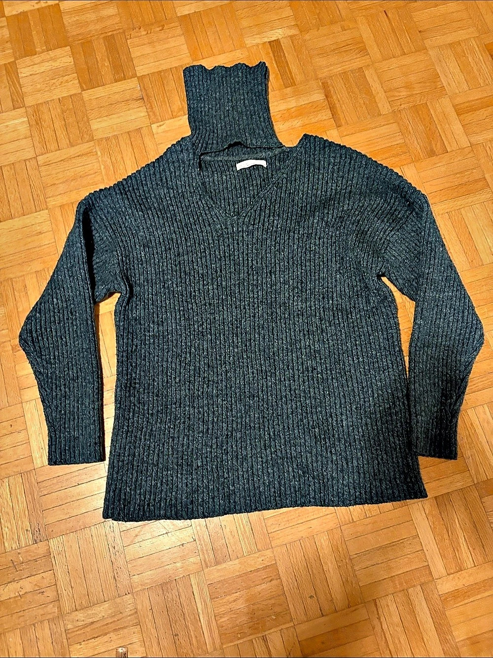 Oak + Fort SW-9553-W Ribbed Turtleneck Sweater Size Medium